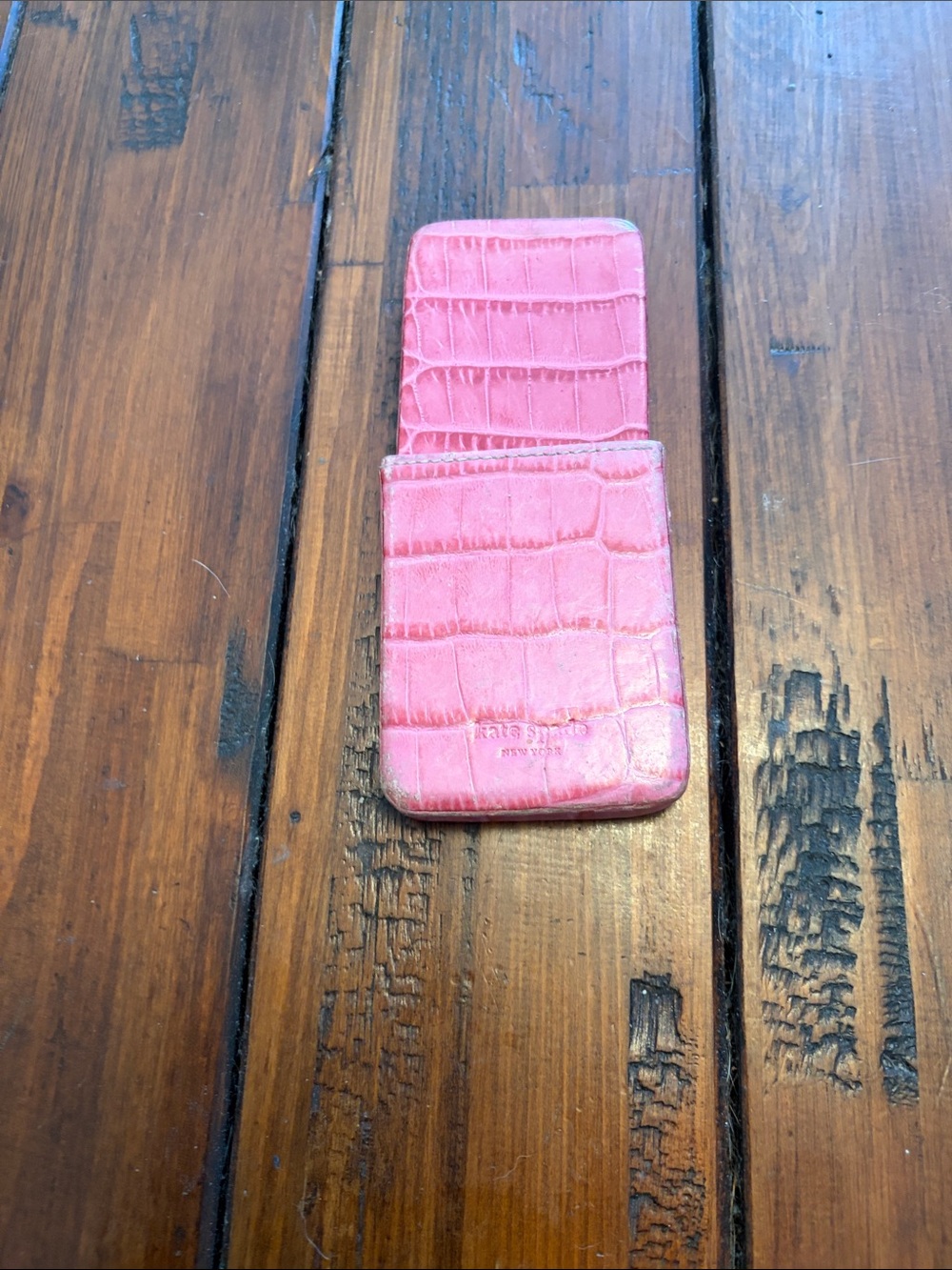 Vintage 2005 Kate Spade New York croc-embossed leather card case